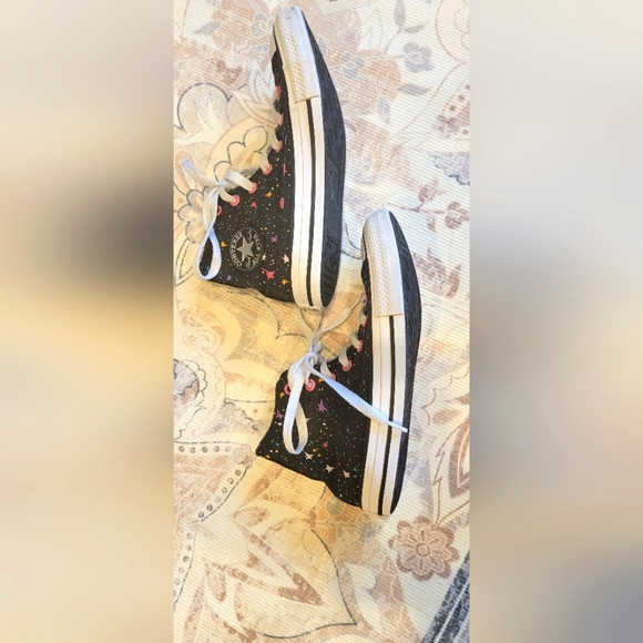 Converse Chuck Taylor high top black mod pink star size 2 youth US - Picture 2 of 6